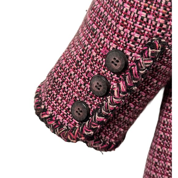 Lane Bryant Pink & Black Tweed Coat | Mid-Length | Size 16 - Picture 6 of 8